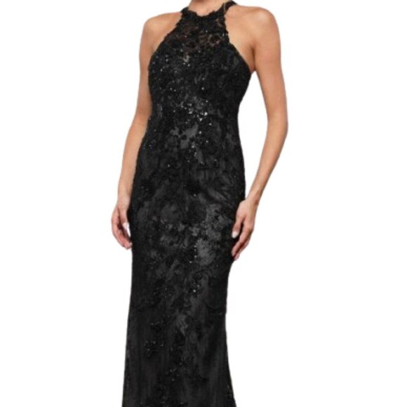 NWT Rina Di Montella RD3247 Embroidered Prom Dress Black Size 4 - Picture 1 of 6
